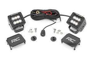 Ford Bronco LED Light Kit - Rough Country - Ditch Mount, Flood Pattern - Black - '21-'25